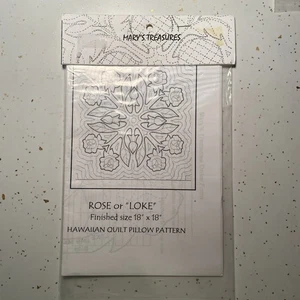 Mary’s Treasures Hawaiian Quilt Pillow Patterns 18”x18” Rose Or “Loke.” New - Picture 1 of 6