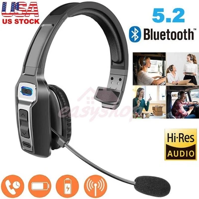 Trucker Headset Wireless Bluetooth 5.2 AI Noise Cancelling Mic For Phones PC - Image 1 of 4