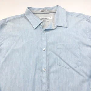 Calvin Klein SLIM FIT XL 18.5/36 NEW Blue Button Long Sleeve Dress Casual Shirt - Picture 1 of 13