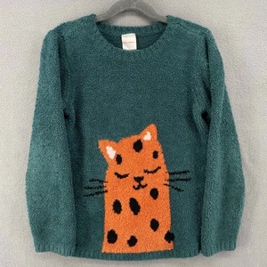 Hanna Andersson Marshmallow Pullover Sweater Kids 6-7 Cat Green Cozy Warm - Picture 1 of 9