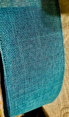 Teal Blue/Green 2.5" by 5 yards Wired Ribbon Fall Country Woven Canvas-like - Image 1 of 3