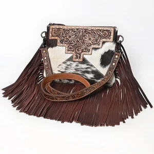 KB OHLAY KBG233 Cross Body Hand Tooled Hair-On Genuine Leather women bag - Picture 1 of 5