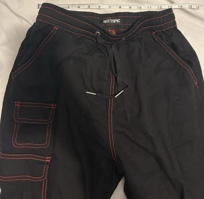 Hot Topic Cotton Cargo Joggers Women's SM Black Punk Rock Emo Y2K Grunge - Image 1 of 4