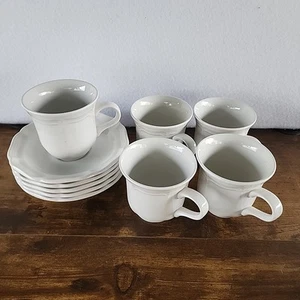 Mikasa Set di 5 tazze e piattini da tè/caffè bianco campagna francese F9000 - Foto 1 di 13