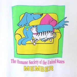 1990s vintage Humane Society of the US neon dog cat t shirt size men's XL - Picture 1 of 6