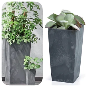Blumenkübel 75cm Blumentopf Beton Optik Eckig Hoch mit Einsatz (Anthrazit) - Bild 1 von 28