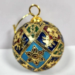 De Colección Cloisonné Esmalte Adorno 3 pulgadas Bola Dorado Azul Rojo Verde Decoración de Navidad - Imagen 1 de 8