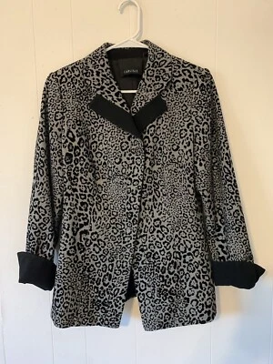 Blazer Carlisle Flocado Terciopelo Estampado Leopardo Lana Talla 8 100% Lana Foto 1 de 4