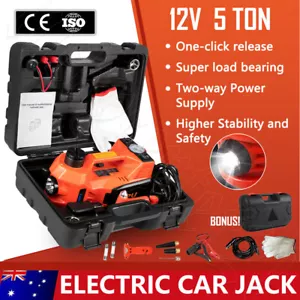 3in1 Electric Car Jack Auto Inflator Pump 12V 5T Hydraulic Floor Jack Lift 150W - Picture 1 of 12