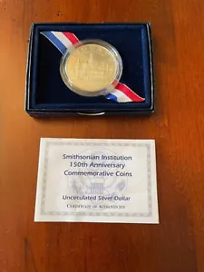 1996-D US Mint Smithsonian uncirculated Silver Dollar in box with COA. - Picture 1 of 2