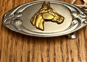 Hebilla de cinturón plateada con cabeza de caballo vintage - Imagen 1 de 2