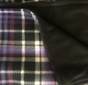 Purple and Black Plaid Reversible Blanket with a Black Backing - Picture 1 of 5