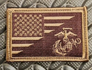United States Marine Corps / Amerikanische Flagge Aufnäher - Kojote - USMC - von Rothco - Bild 1 von 4