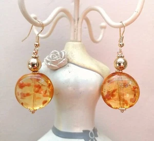 Orecchini  Argento 925 E Vetro Di Murano Ambra  - Foto 1 di 1