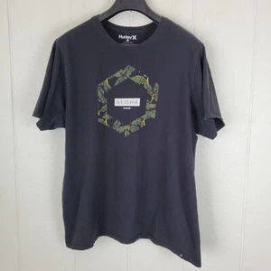 Camisa Hurley para Hombre 2XL Negro Logotipo Gráfico Cuello Redondo Mangas Cortas Suéter Elástico - Imagen 1 de 15