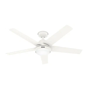 Hunter Fan 52 in Casual Matte White Outdoor Ceiling Fan with Light and 5 Blades - Picture 1 of 7