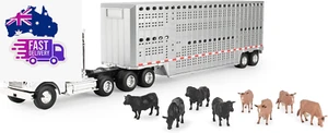 Freightliner 1:32 Scale 122SD Semi with Cattle Trailer and Cows, Farm Toy for Ki - Picture 1 of 12