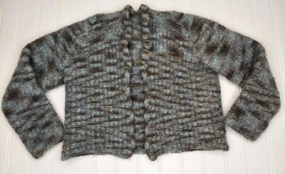 Suéter cárdigan abierto delantero con volantes hecho a mano 100 % lana pesado para niñas ~ ¿Talla 4-6? Foto 1 de 4