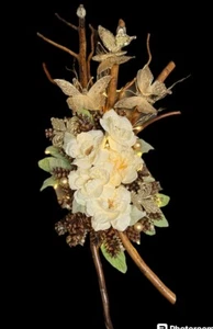 RUSS SHAFFER 3D FLORAL AND BUTTERFLY BRANCH WALL ART FAIRY LIGHTS SIGNED - Picture 1 of 9