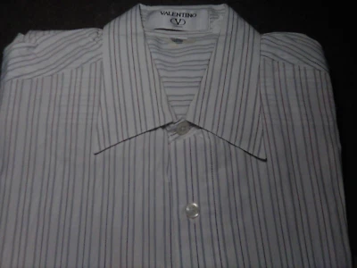 "VALENTINO" RENOMBRE! CAMISA DE VESTIR FINA A RAYAS 100% ALTA CALIDAD HOMBRE HONG KONG Foto 1 de 4
