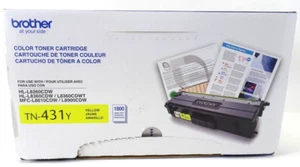 Brother TN-431Y Yellow Toner Cartridge 1,800 Page Yield NEW FACTORY SEALED BOX - Picture 1 of 3