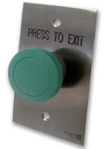 Smart Press to Exit Green Mushroom Button, Stainless Plate, SMART4352G - Picture 1 of 1