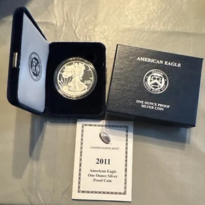 2011-W U.S. MINT AMERICAN EAGLE 1 oz SILVER PROOF $1 DOLLAR COIN + COA - Picture 1 of 4