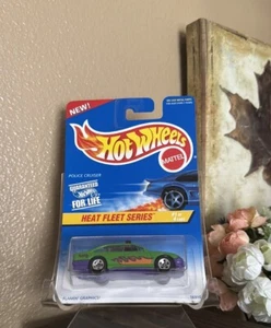 Hot Wheels 1997 Heat Fleet Series #537 Police Cruiser Green w/ 5SPs Vintage - Picture 1 of 3