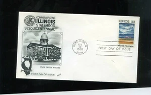 FIRST DAY COVER Illinois Statehood 6 Cent Stamp 2/12/1968 Fleetwood Cachet - Picture 1 of 3