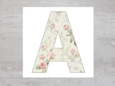 Colcha de costura artesanal painel de tecido letra A rosas cottagecore gasto bloco A571 - Imagem 1 de 4