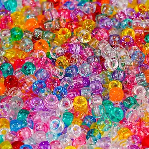 1000+Pcs Glitter Beads Pony Beads Bulk, Acrylic Beads 9Mm Large Plastic Beads fo - Picture 1 of 12