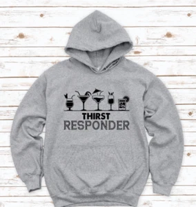 Thirst Responder, Bartender Gray Unisex Hoodie Sweatshirt - Picture 1 of 2