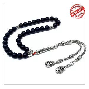 Synthetic Black Onyx Prayer Beads Tesbih Tasbih Misbaha Rosary (8 mm 33 beads) - Picture 1 of 5