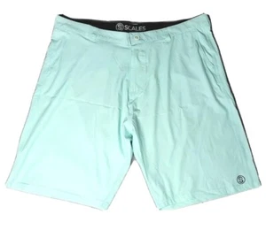 FISHING HYBRID BOARD SHORTS- SCALES FLAT FRONT TEAL BLUE MEN 40" NWOT *FREE SHIP - Picture 1 of 11