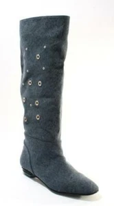 Gibellieri 3358a Blue Denim Summer Metallic Studs Knee-High Boots 36 / US 6 - Picture 1 of 7