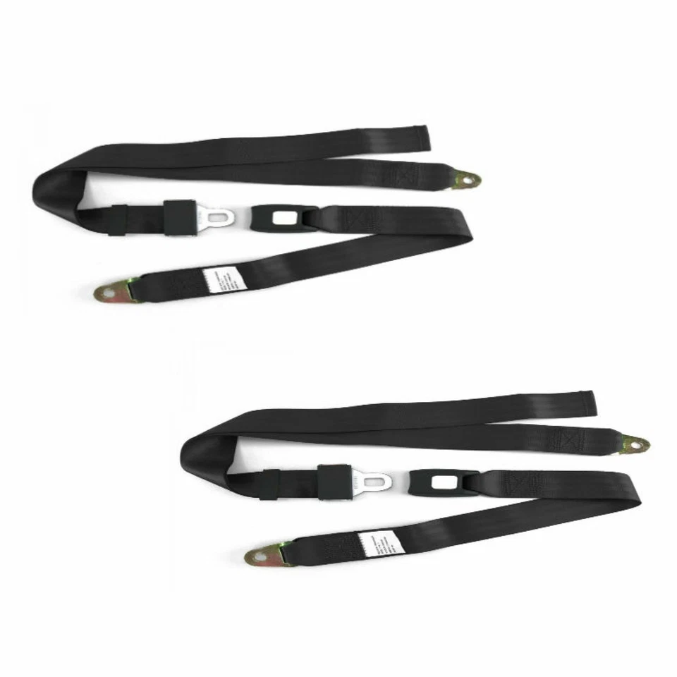 2x Adjustable Seat Belt Car Truck Lap Belt Universal 2 Point Safety Travel Black - Image 1 of 1