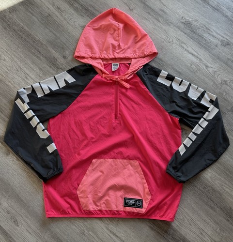 UNDERCOVER Giacca a vento Victoria's Secret ROSA leggera con cappuccio giacca anorak taglia XS NUOVA