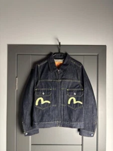 EVISU RARE Denim Jacket Embroidered Pocket Men's Full zip Size S Japan Style - Picture 1 of 16