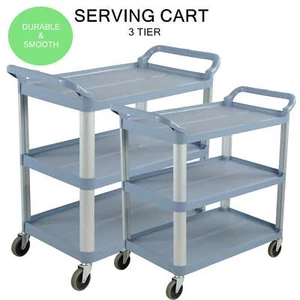 3 Tier Service Cart Trolley Restaurant Kitchen Food Serving Catering Large Shelf - Picture 1 of 5