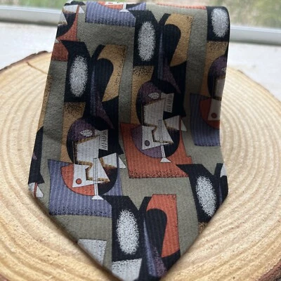 Corbata rara vintage con estampado geométrico Picasso de Fine Art Fashion Co- Foto 1 de 2