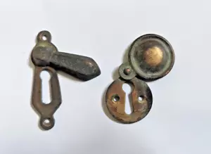 More details for antique  brass door keyhole covers
