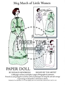 RISTAMPA - MEG MARCH - BAMBOLA DI CARTA LITTLE WOMEN - DONALD HENDRICKS - Foto 1 di 6