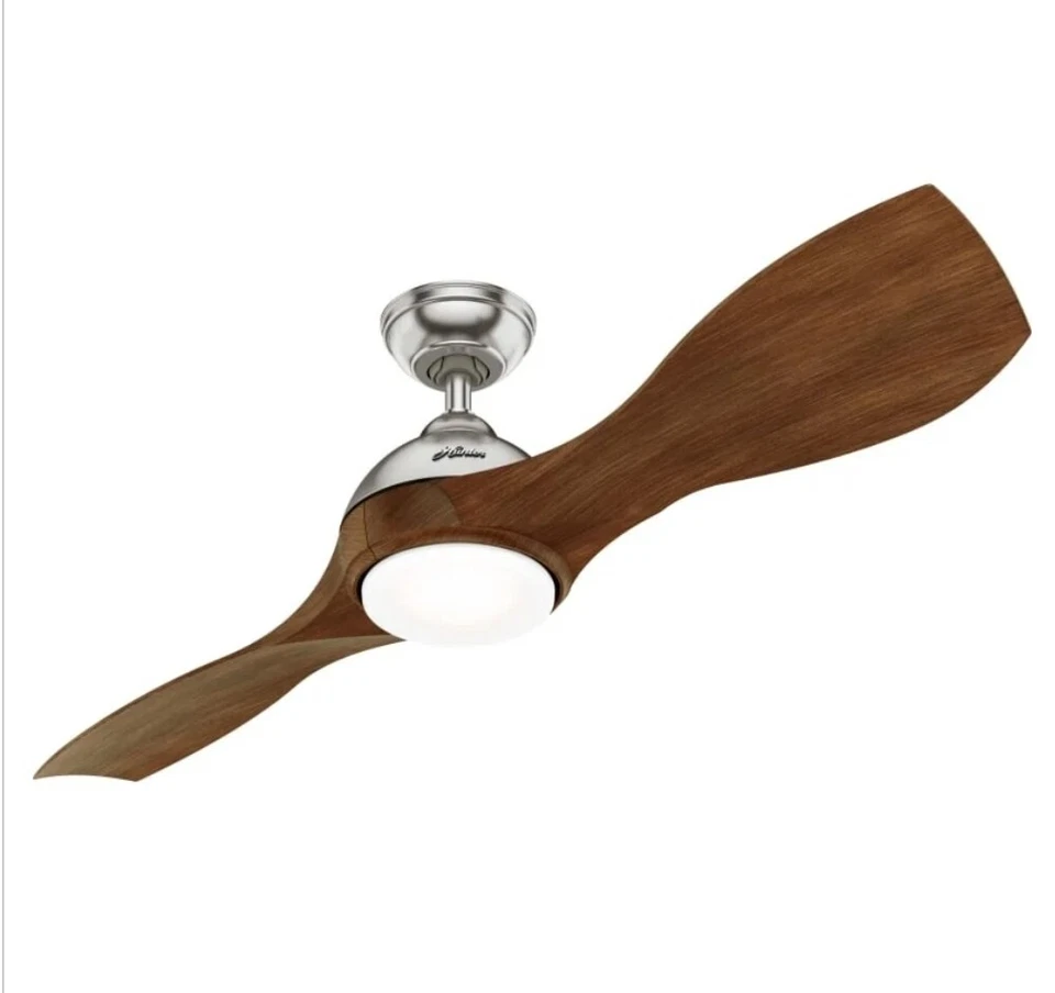 Hunter 56" Nickel 2 Blade Outdoor Damp LED Remote Ceiling Fan - Image 1 of 1