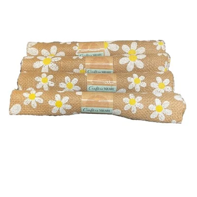 Crafter Square 100% Jute Burlap Lot of (4) 18 x 21 Craft Fabric Rolls Sunflowers - Image 1 of 3