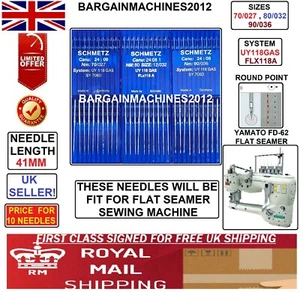 UY118GAS FLX118A YAMATO FD-62 FLAT SEAM S:70/80/90 INDUSTRIAL SEWING MCHN NEEDLE - Picture 1 of 7