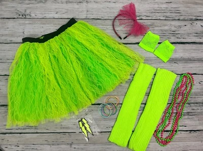 Women's 80s Costume Accessories Set w/ Tutu Skirt, Leg Warmers, Jewelry etc. - Image 1 of 4