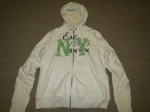 EUC Mossimo off-white zip-up hooded sweatshirt NEW YORK youth xxl or womens M-L - Picture 1 of 1