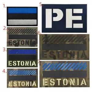 Embroidered IR Reflective Estonia PE Flag Hook Loop Patch Emblem Fastener Badge - Picture 1 of 15
