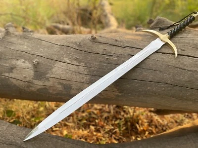 Hand Forged Stainless Steel Viking Medieval Sword with Black Resin Handle Sheath - Image 1 of 4