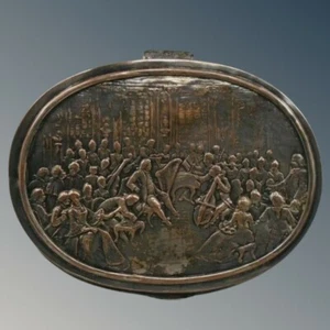 Antique Barbour Silver Co Plated Repousse Orchestra 6" Trinket Box - Picture 1 of 11